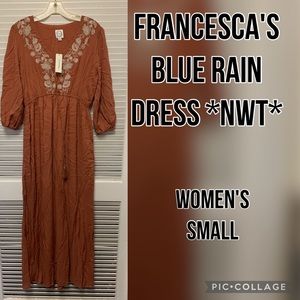 Francesca's Blue Rain orange maxi dress Small